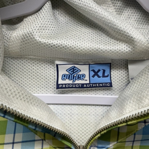 Vintage ENYCE Windbreaker Hoodie Mens XL Plaid Stripe Y2K 90s Full Zip Snap RARE - Picture 4 of 16